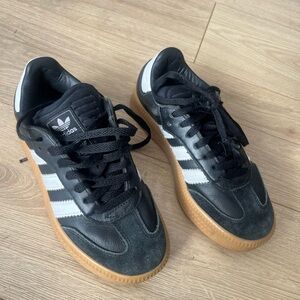 adidas Kids Black White Gum Sole Sneakers